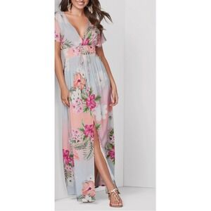 Venus Floral Maxi Dress Womens Medium Hawaiian Vacation Tropical Resort Beach
